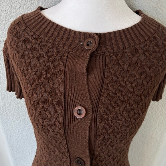 liz & co. Chocolate Button-Up Cardigan - Picture 2 of 3